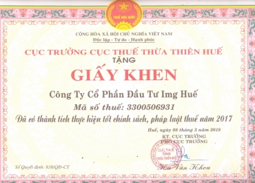 img hue investment joint stock company received the good completion award of hue law and policy